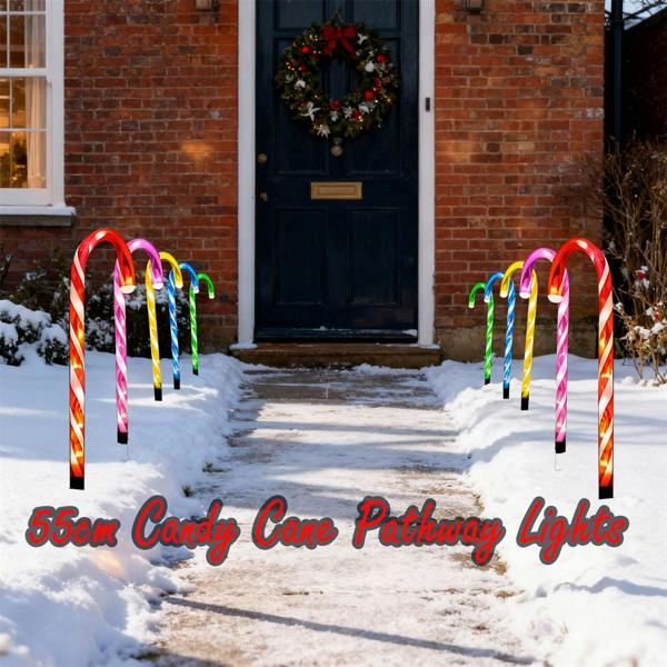 55cm Outdoor Multicolour Candy Cane Lights Pack of 2 Battery Operated Festive Garden Display image 4
