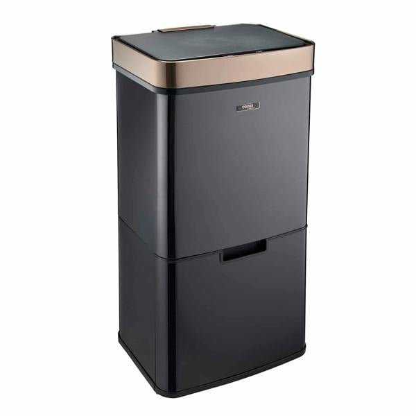 Cooks Professional 75L Sensor Recycling Bin with Food Caddy | Black / Copper
