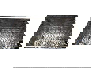 OLPRO Awning Tunnel Mat 1500mm x 800mm Black Rubber with Blue Edge Trim