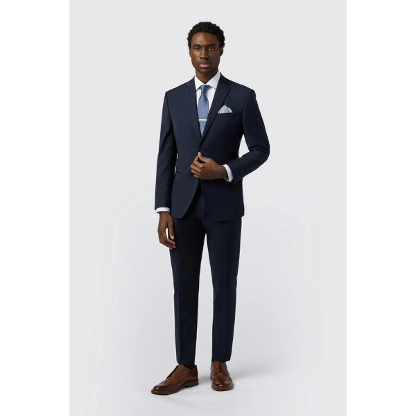 Alexandre Silver Alexandre Tailored Fit Navy Wool Blend Stretch Jacket