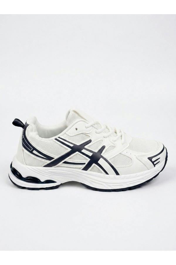 Constance Mixed Media Panelled Trainers - White