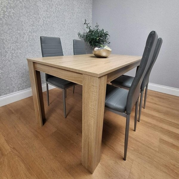 Kosy Koala Dining Table and 4 Chairs Oak Effect Table With 4 Grey Chairs Dining Room Furniture