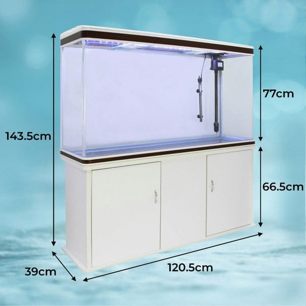 Monstershop Aquarium Fish Tank & Cabinet with Complete Starter Kit - White Tank & Black Gravel