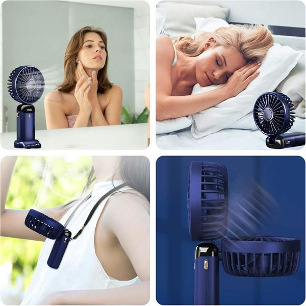 Dyzi 2 in 1 Portable Mini Handheld Desk Fan USB C Rechargeable Purple