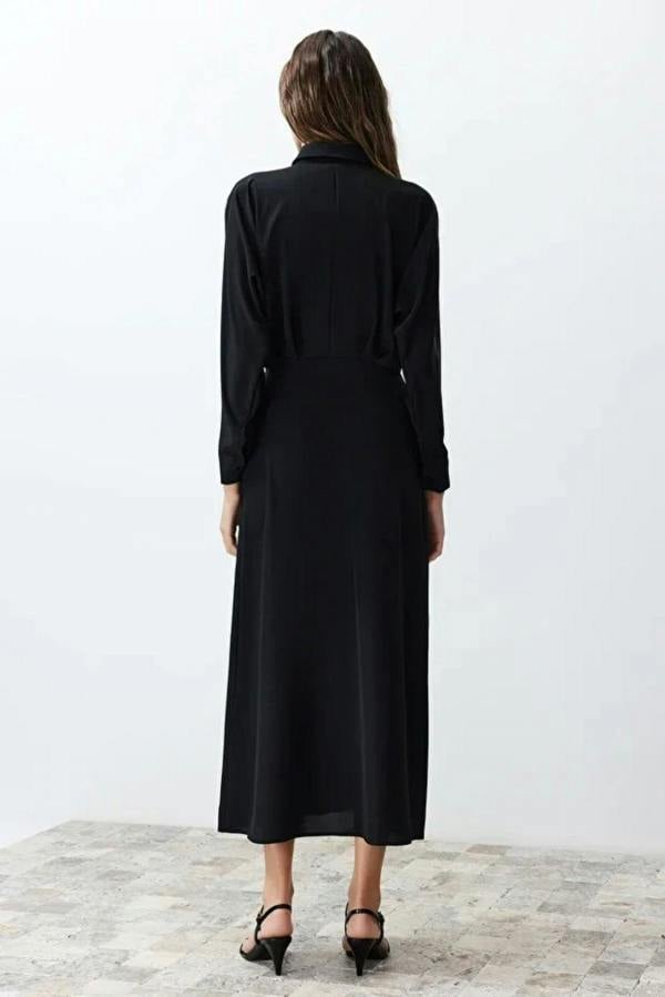 Hoxton Gal Waist-Detail Buttoned Woven Shirt Dress