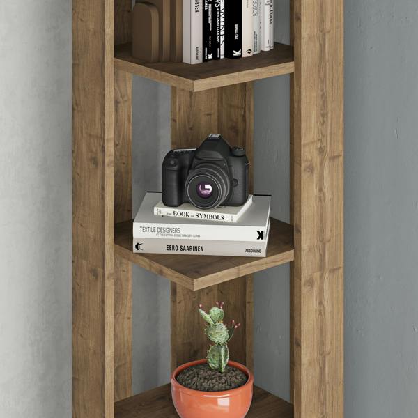 Decortie Nati Tall Corner Bookcase Modern Shelving Unit Space-Saving Storage 161cm