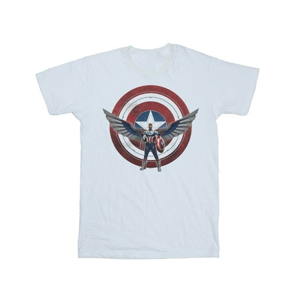Marvel Mens Falcon And The Winter Soldier Captain America Shield Pose T-Shirt - White