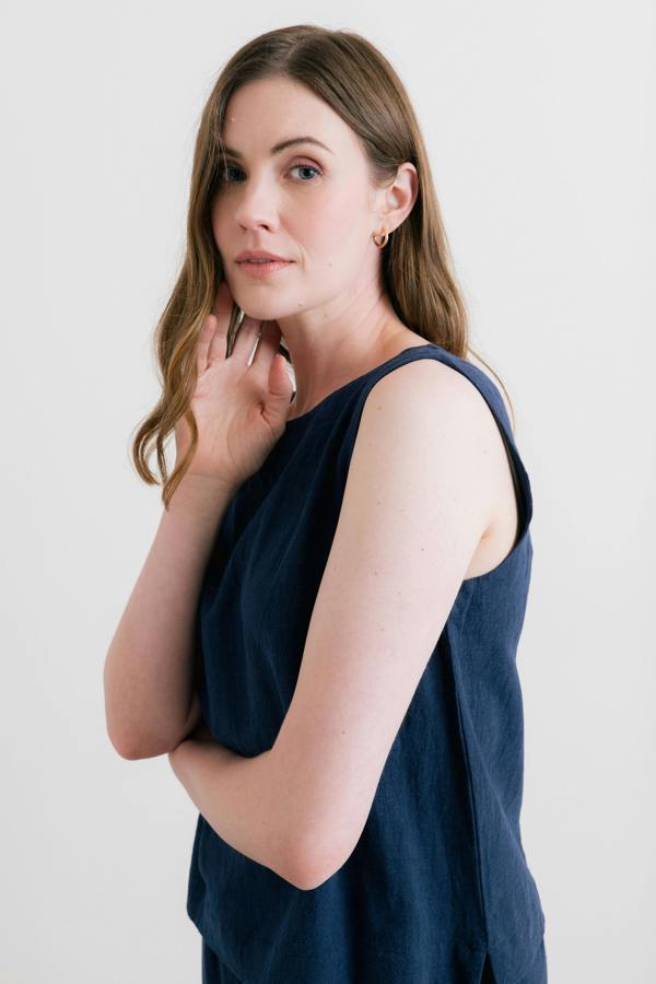 Lily & Me Allium Two Way Button Through Vest Navy