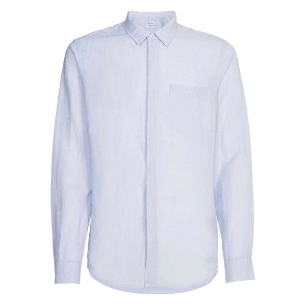 Calvin Klein Mens Linen Regular Shirt - Blue