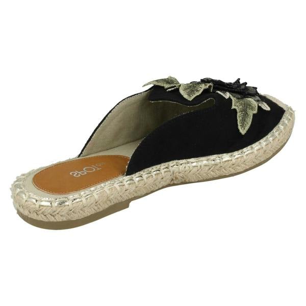 Spot On Ladies Spot On Flower Embellishment Espadrille Mules