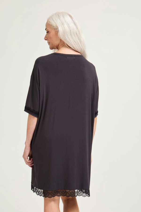 Bamboo Lace Tee Dress in Raven - Nightgowns
