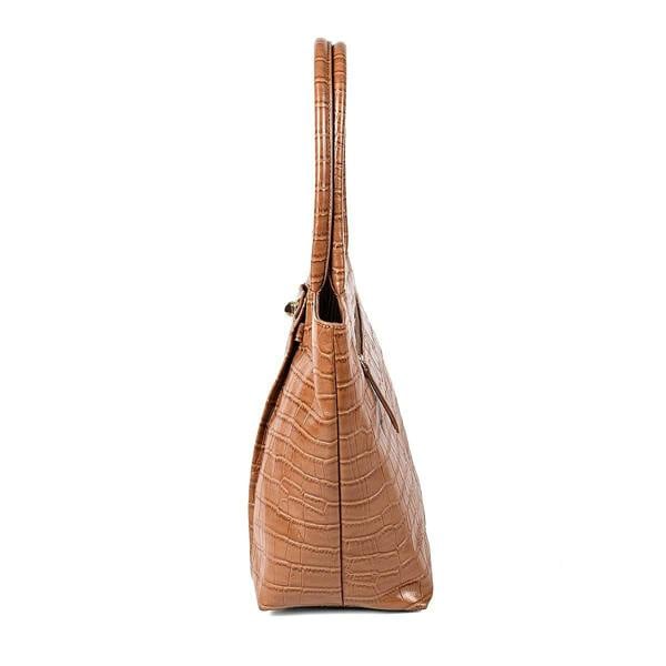 Pia Tan Croc-Embossed Leather Tote Bag with Gold Fittings