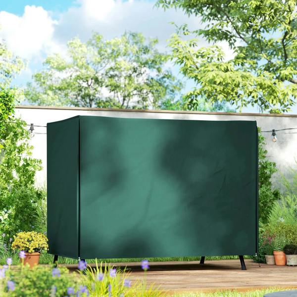 Deep green three-seater swing chair protective cover, large full-size panel
