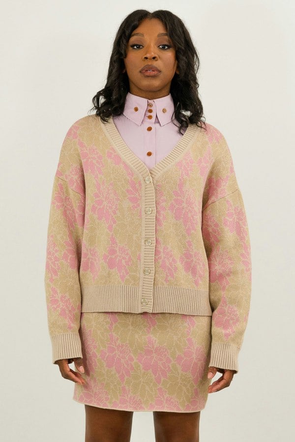 BALOU Floral Knit Cardigan