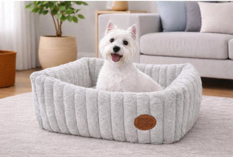 Alaska Orthopaedic Dog Bed - Faux Fur & Memory Foam UK Made - Dog Beds for dogs Snug and Cosy Pets