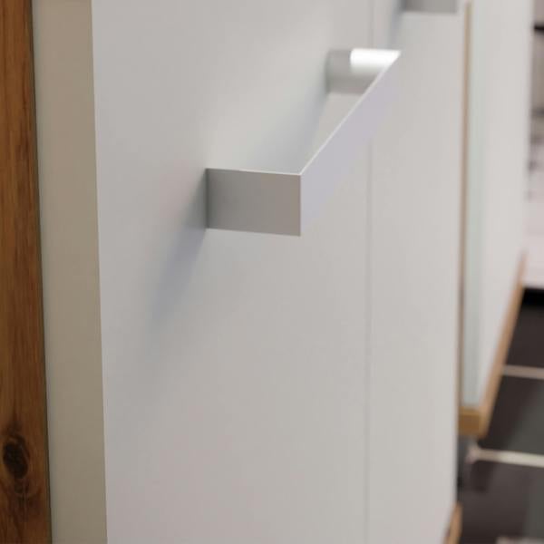 Furniture To Go Veris Tall Narrow Bathroom Cupboard with 2 Doors & 1 Drawer in Artisan Oak andLight Grey