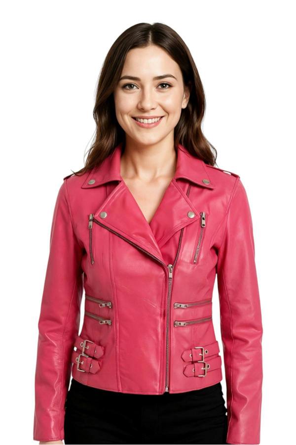 Infinity Leather Womens Leather Vintage Brando Biker Jacket-Orlando