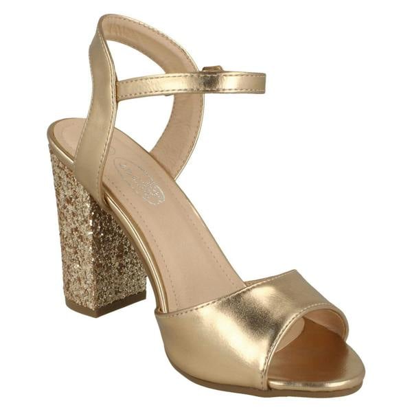 Spot On Ladies Spot On Blocked Glitter Heel Sandals F10919