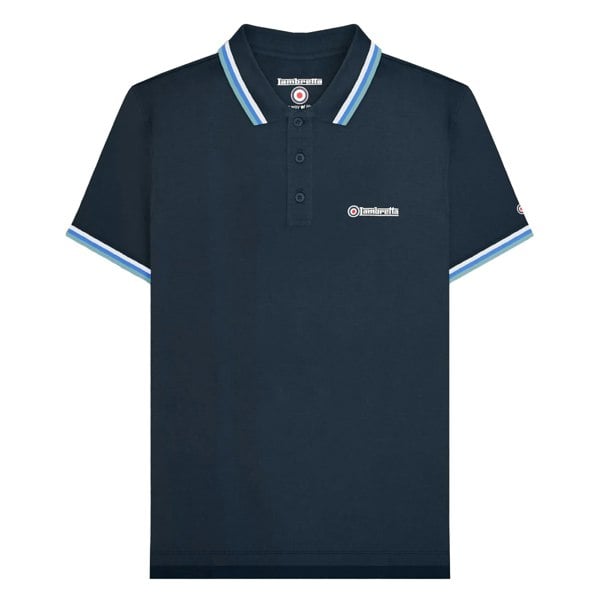 Lambretta Mens SS25 Triple Tipped Big & Tall Polo Shirt - Navy/White/Blue/Smoke Blue