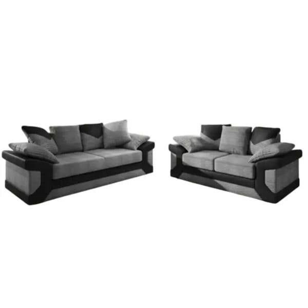 Dino Jumbo Cord 3+2 Black/Grey Sofa Set