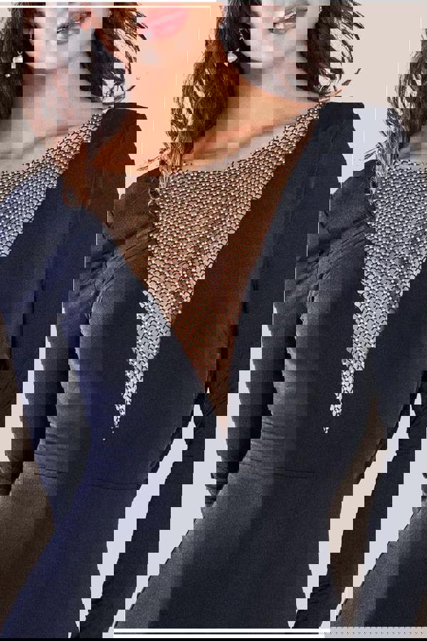 Diamante Fishnet Cowl Back Maxi - Black DR4068