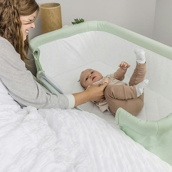 Kinder Valley Snoozie Bedside Crib Misty Jade