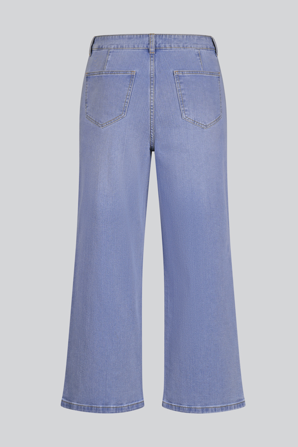 ENORSIA Sky Decorative Button Cropped Wide Leg Jeans