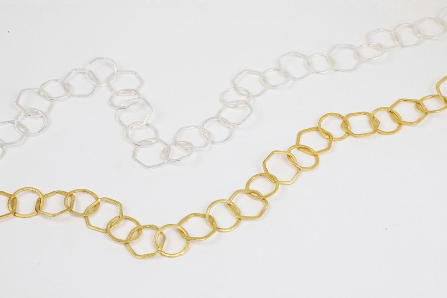 Hexagonal Loop Chain Silver 22"(56cm) - Lila Rasa