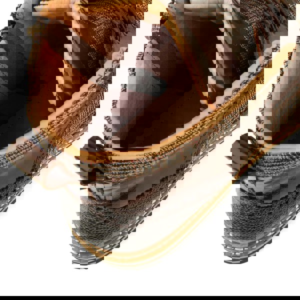 Embassy London Wanderer - Brown Check - Men's leather combat style side zipper boot in brown