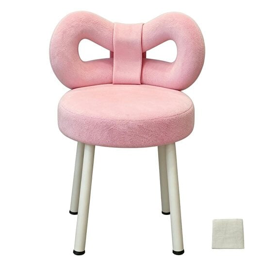 Havendro Butterfly Back Vanity Chair Makeup Computer Chair Lamb Fleece Fabric