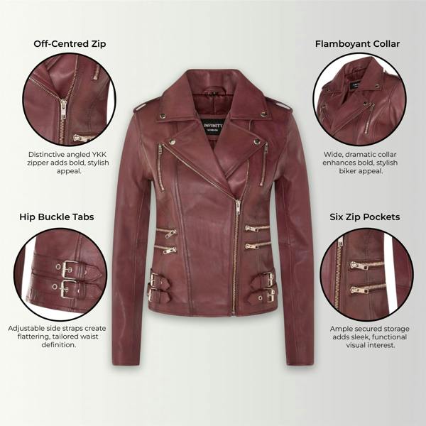 Infinity Leather Womens Leather Brando Biker Jacket - Orlando