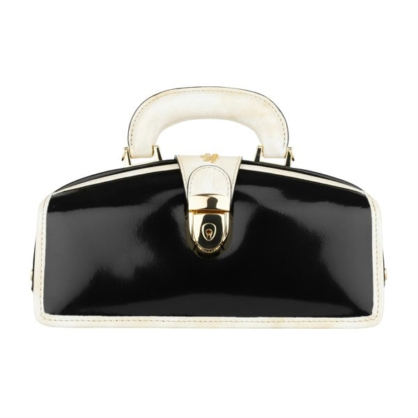 Embassy London Gazelle - Black & Cream - Women’s mini patent leather top handle & crossbody bag