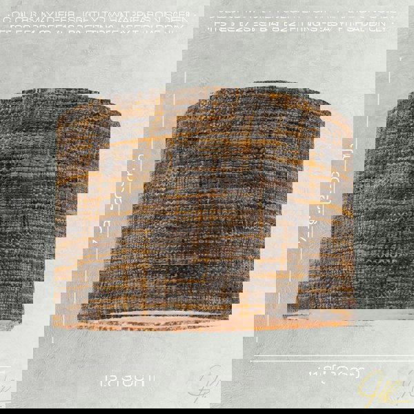 Vintage Lined Linen Fabric Lamp Shade in Mustard Burgundy and Grey Image 6