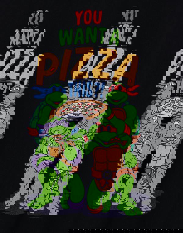 Teenage Mutant Ninja Turtles Mens Black You Want A Pizza This Short Sleeved T-Shirt