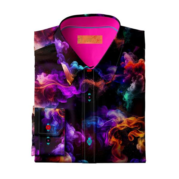 MULTICOLOUR SMOKE WOMENS PRINT SHIRT - Premium Men's Patterned Shirt by Claudio Lugli | Bold Design, Tailored Fit, Best Printed Shirts