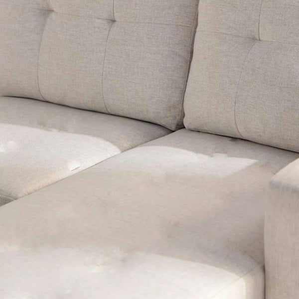 Luna Linen Fabric 3 Seater Convertible Sectional Sofa in Beige