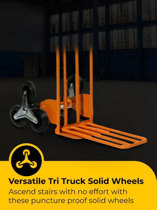 Bristol Tool Company 1894 Heavy Duty Stair Climber Sack Truck, Steel Yellow Frame, 3 Linked Wheels, Folding Toe Plate - 200kg Capacity