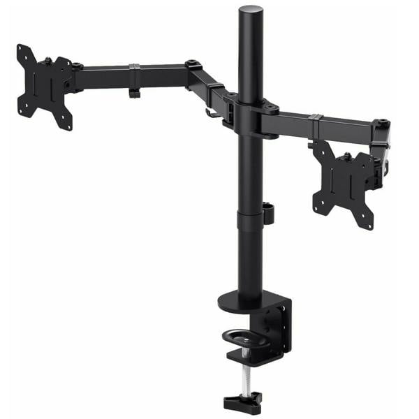 Gr8 Home Double Twin Arm Desk Mount TV LCD Monitor Computer Screen Bracket Dual 13"-27"