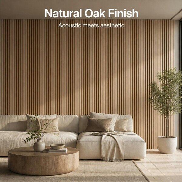Levede Wall Panels Acoustic 4Pc 120 x 60cm Sound Absorbing NRC>0.7 Home Oak
