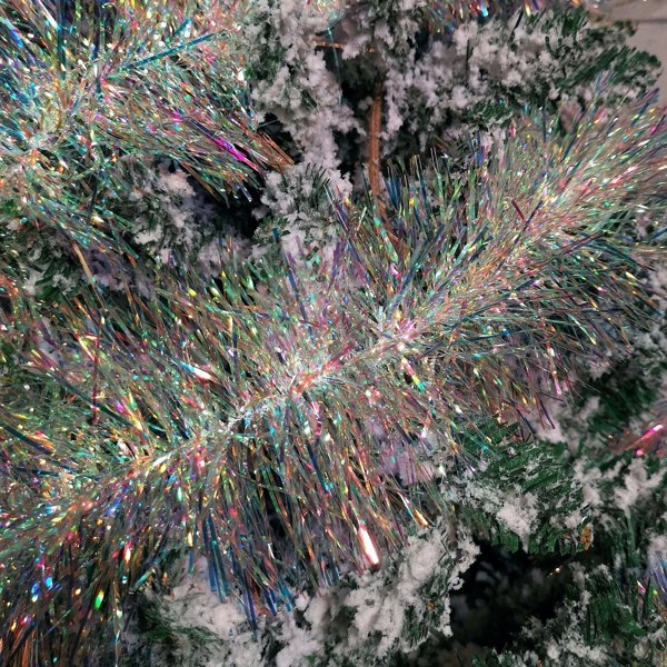 Samuel Alexander 200cm x 12cm Fine Cut Iridescent White Tinsel Garland Christmas Tree Decoration