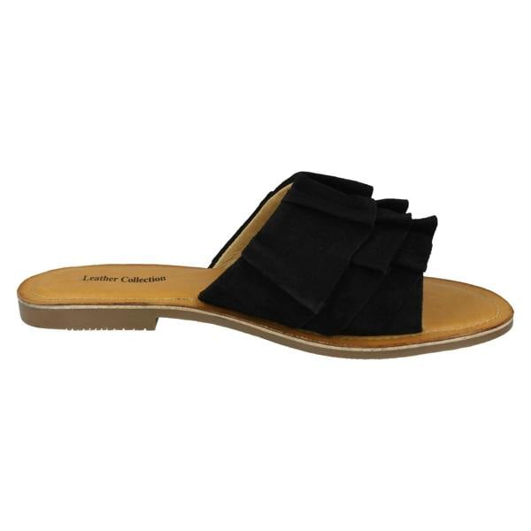 Leather Collection Ladies Leather Collection Frill Vamp Mules