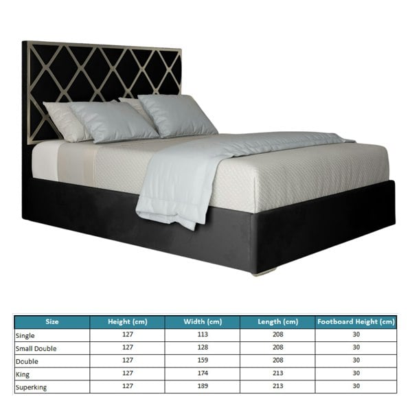 Casa Magna Tammy Upholstered Soft Velvet Metal Bed Frame - Black