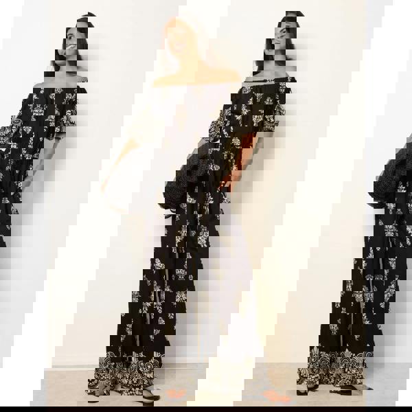 Blue Vanilla Printed Off Shoulder Jumpsuit