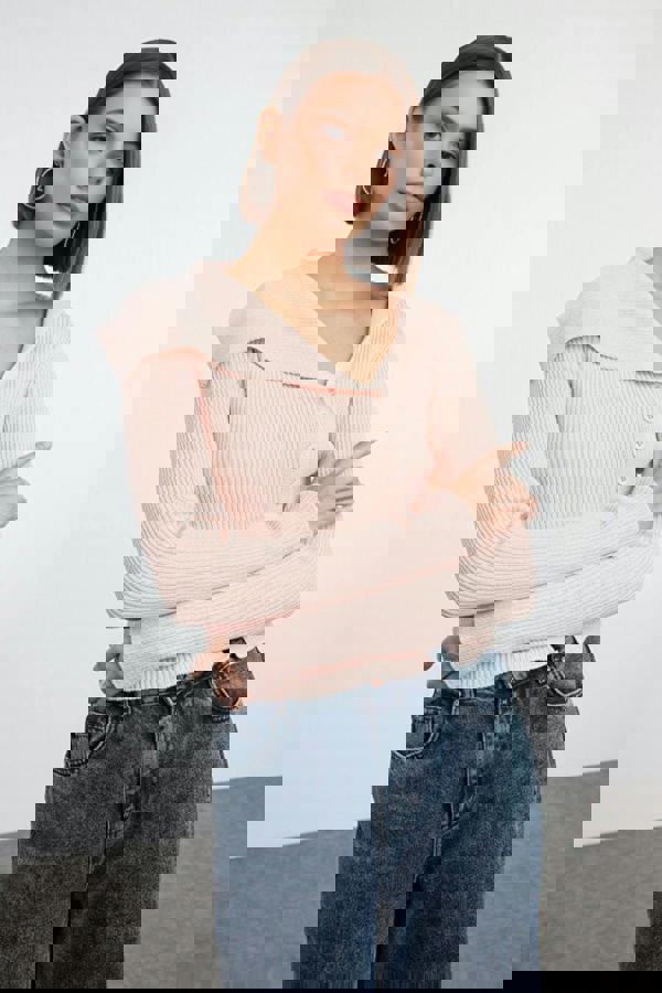 WOVCOR Mercerized Look Premium Yarn Fitted Knit Cardigan