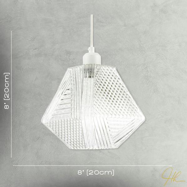 Moulded Clear Glass Pendant Light Shade with Dimples and Etched Lines Image 7
