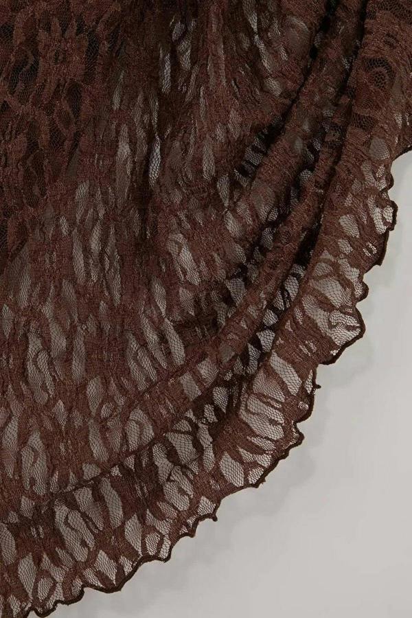 WOVCOR A-Line Belted Regular Waist Maxi Lace Knit Skirt