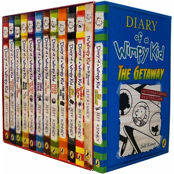 Puffin Diary of a Wimpy Kid Collection 13 Books Set by Jeff Kinney The Getaway, Double Down