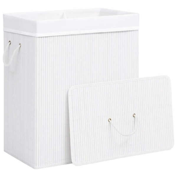 Berkfield Bamboo Laundry Basket White 100 L