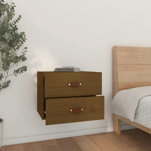 Berkfield Wall-mounted Bedside Cabinet Honey Brown 50x36x40 cm