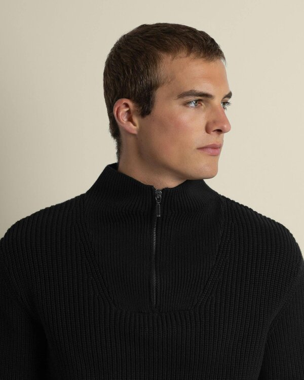 Larsson & Co Rib Panel Knitted 1/4 Zip Sweater